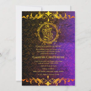 Ganesh Chaturthi Puja Roya Golden Elements Einladung