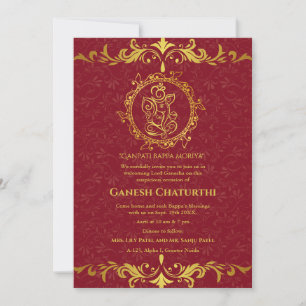 Ganesh Chaturthi Puja Roya Golden Elements Einladung