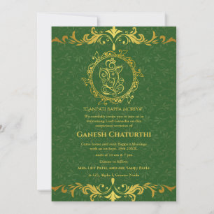 Ganesh Chaturthi Puja Roya Golden Elements Einladung
