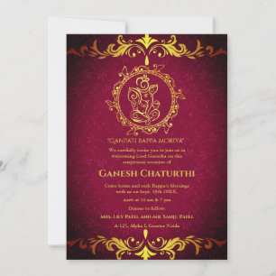 Ganesh Chaturthi Puja Roya Golden Elements Einladung