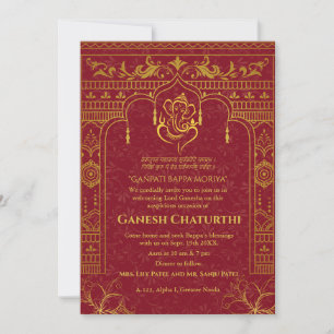 Ganesh Chaturthi Puja Roya Golden Elements Einladung