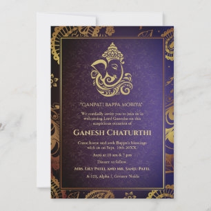 Ganesh Chaturthi Puja Roya Golden Elements Einladung
