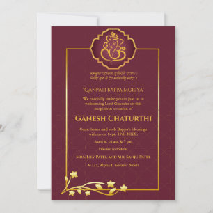 Ganesh Chaturthi Puja Royal Golden Einladung