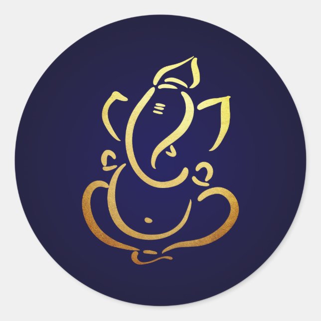 Ganesh | Ganpati | Indian God Hindu Wedding Blue Runder Aufkleber (Vorderseite)