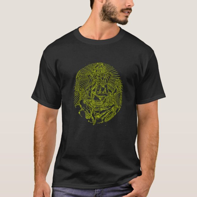 Ganesh God Spiritual Elephant Indian Animal Yoga H T-Shirt (Vorderseite)