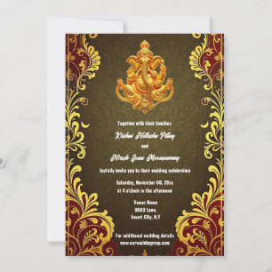 Ganesh gold grün indischen traditionellen Hindi Hi Einladung