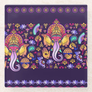 Ganesh Hindu Gott: Feierlich nahtlos Glasuntersetzer