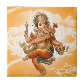 Ancien Om Krishna Carreau Céramique Bleu Art Nouveau Majolique Indien