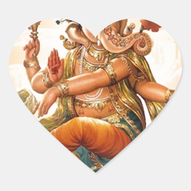 GANESH HINDU-GOTT Herz-Aufkleber (Vorderseite)