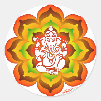 Ganesh in Lotus Runder Aufkleber