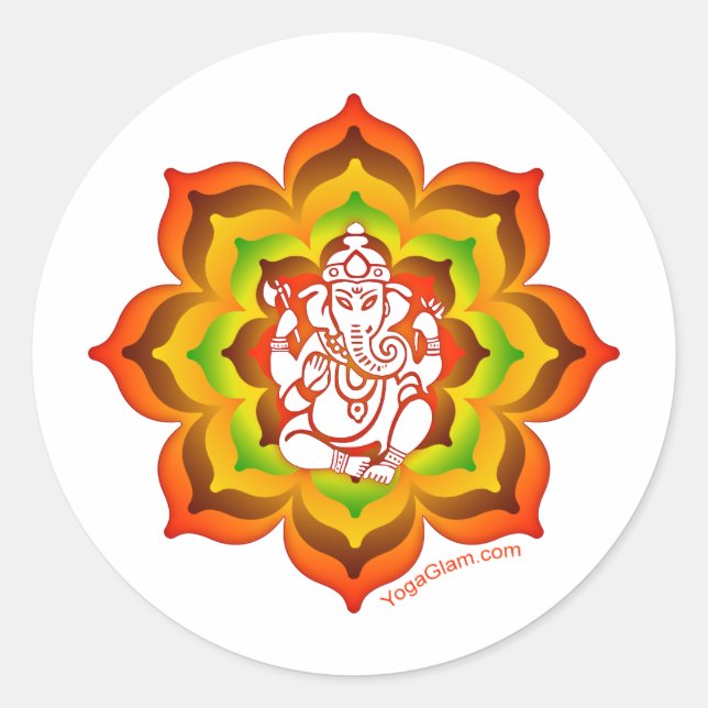Ganesh in Lotus Runder Aufkleber (Vorderseite)