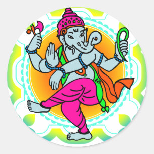 Ganesh in Rainbow farbiges Design Runder Aufkleber