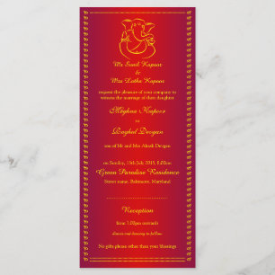 Ganesh Indischer Gott Red Wedding Rack Cards Programm
