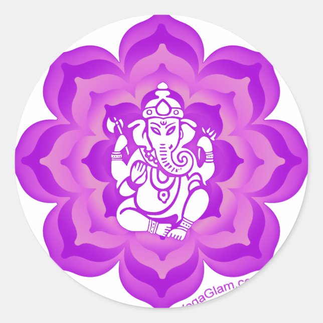 Ganesh lila Design Runder Aufkleber (Vorderseite)