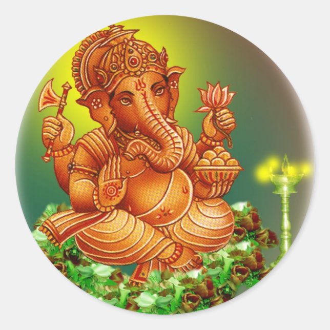 Ganesh Runder Aufkleber (Vorderseite)