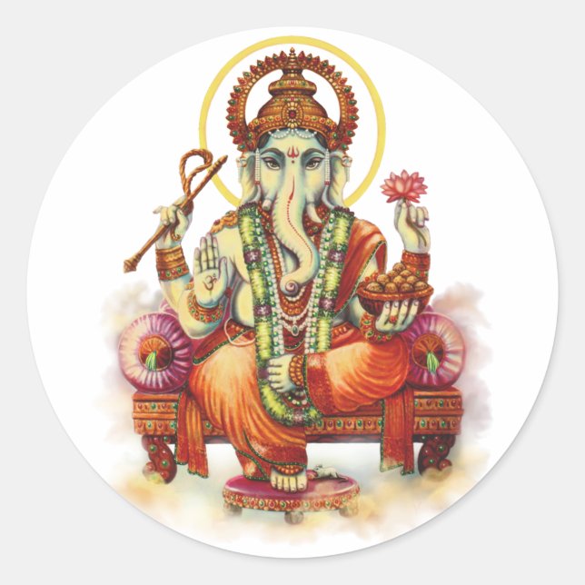 Ganesh Runder Aufkleber (Vorderseite)