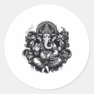 Ganesh-Symbol Yoga Hindu-Elefantengott Ganesha Puj Runder Aufkleber