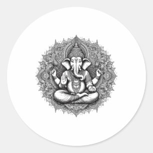Ganesh-Symbol Yoga Hindu-Elefantengott Ganesha Puj Runder Aufkleber