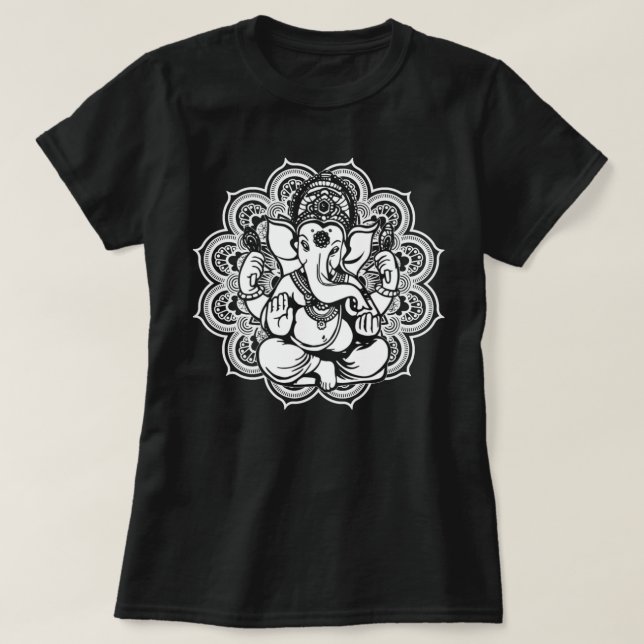 Ganesh Symbol Yoga Hindu Men Women Meditation Lieb T-Shirt (Design vorne)