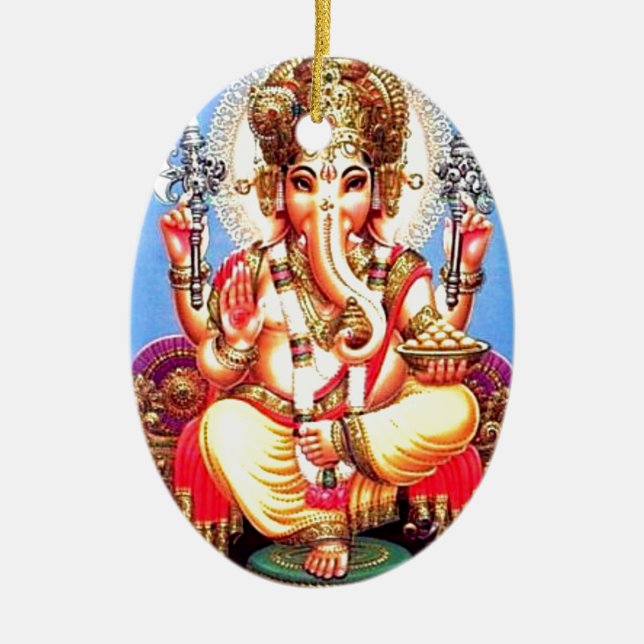Ganesha (गणेश) indischer Elefant Keramikornament (Vorne)
