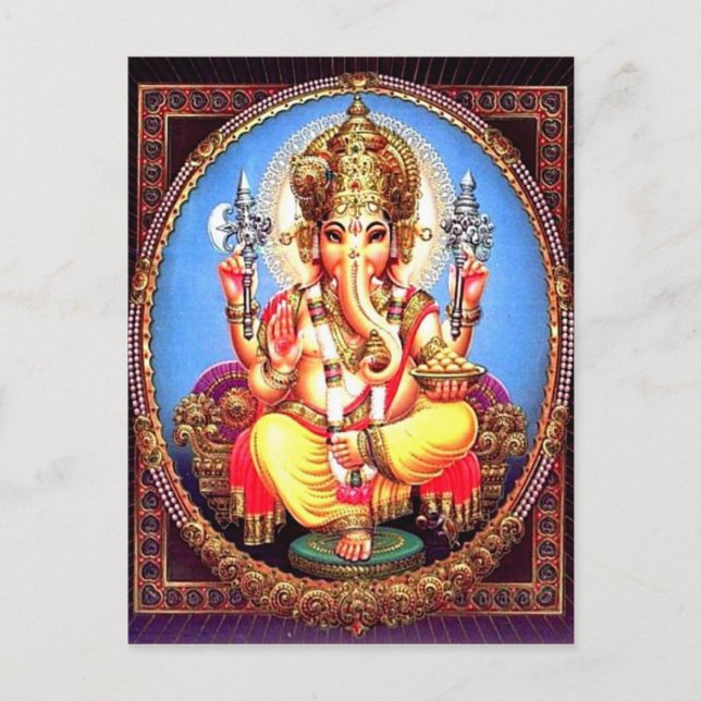 Ganesha (ग णे श) Indischer Elefant Postkarte (Vorderseite)