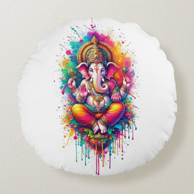 Ganesha 2 rundes kissen (Vorderseite)