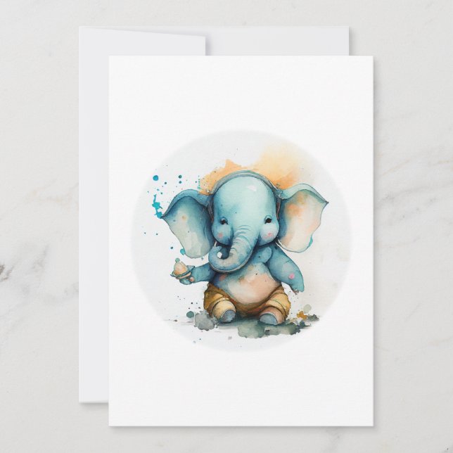 Ganesha als niedlicher Blaue-Elefant Feiertagskarte (Vorderseite)