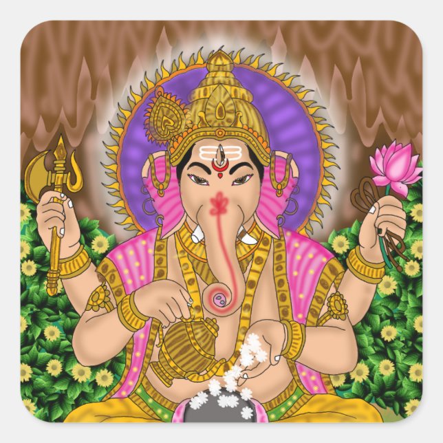 Ganesha-Aufkleber Quadratischer Aufkleber (Vorderseite)