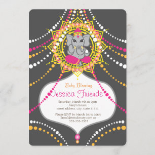 Ganesha Baby Dusche 5" x 7" Einladungskarte