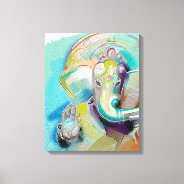 Ganesha - bouddha d'éléphant - dessin sur toile (Recto)