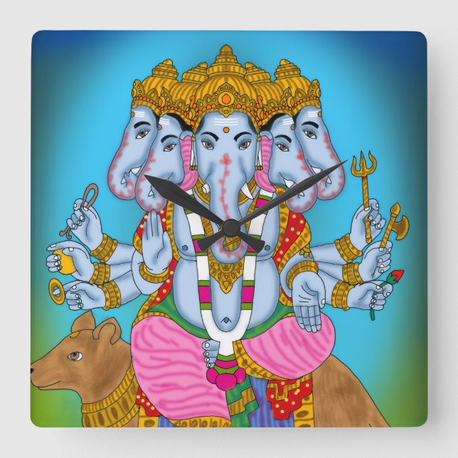 Ganesha Clock & Wall Art for Home Use Quadratische Wanduhr (Vorderseite)