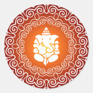 Ganesha Decorative Design Runder Aufkleber