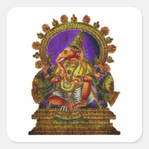 Ganesha Deva antique   Erstellen Sie Ihren eigenen Quadratischer Aufkleber