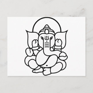 Ganesha Elephant Nr. 3 (Schwarz-weiß) Postkarte