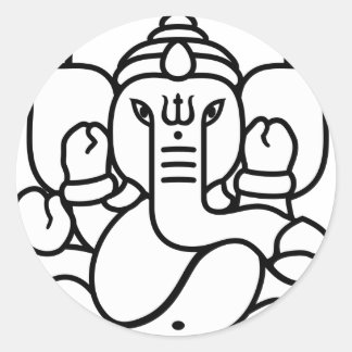 Ganesha Elephant Nr. 3 (Schwarz-weiß) Runder Aufkleber