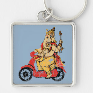 Ganesha fährt auf einem Roller Schlüsselanhänger