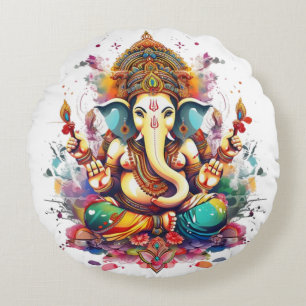 Ganesha, Ganesch, Ganapati-Abbau von Hindernissen  Rundes Kissen