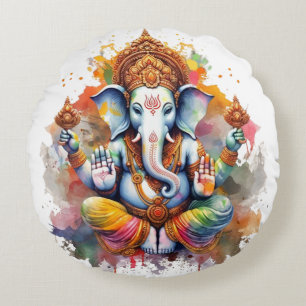 Ganesha, Ganesch, Ganapati-Abbau von Hindernissen  Rundes Kissen