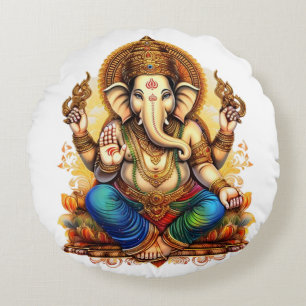 Ganesha, Ganesch, Ganapati-Abbau von Hindernissen  Rundes Kissen