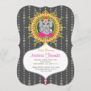 Ganesha Girl Dusche 5" x 7" Einladungskarte