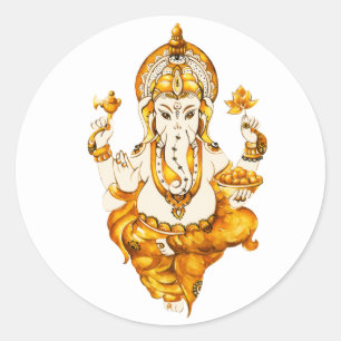 Ganesha Goldaufkleber Runder Aufkleber