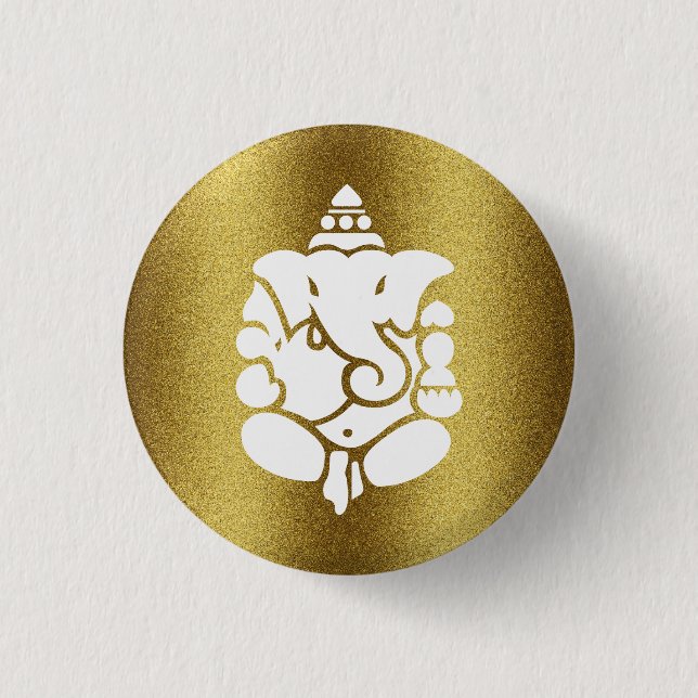 Ganesha Golden Glitzer Design Button (Vorderseite)