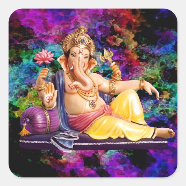 Ganesha Grußkarten, Aufkleber, Postkarten Quadratischer Aufkleber (Vorderseite)
