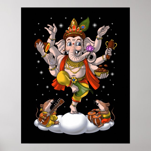 Ganesha Hinduismus Elephant God Poster (Vorne)