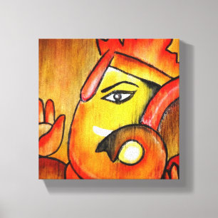 Ganesha im Acryl im warmen Farbschema Leinwanddruck