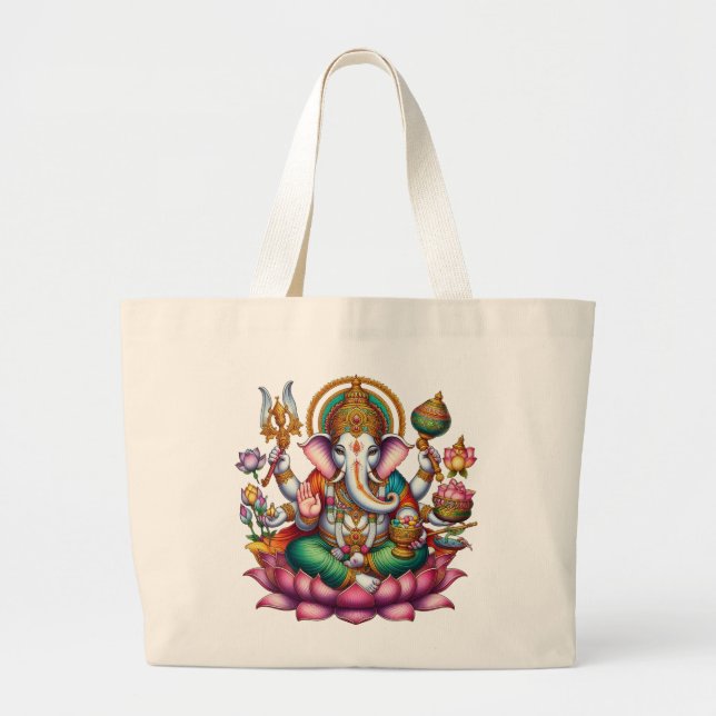 Ganesha Image Symbol für Wohlstand und Weisheit Jumbo Stoffbeutel (Vorne)