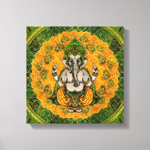 Ganesha in den Ringelblumen-Blumen und in der Leinwanddruck