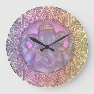 Ganesha in Shades of Pastel Große Wanduhr