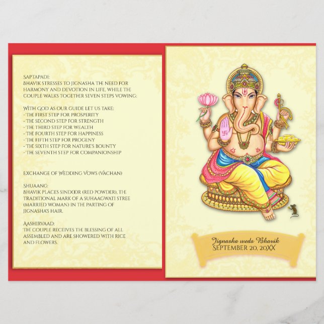 Ganesha Indian Hindu Wedding Program (Vorderseite)