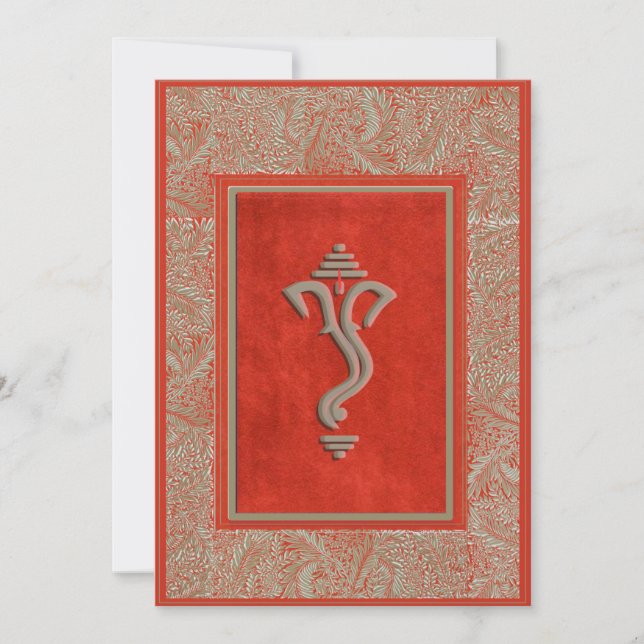 Ganesha Indian Traditionelle Hochzeitskarte Einladung (Vorderseite)